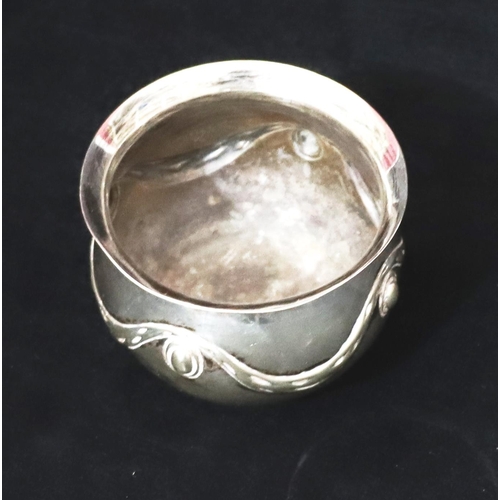 233 - A London silver small round bulbous sugar bowl with embossed swag decoration, 1.5oz