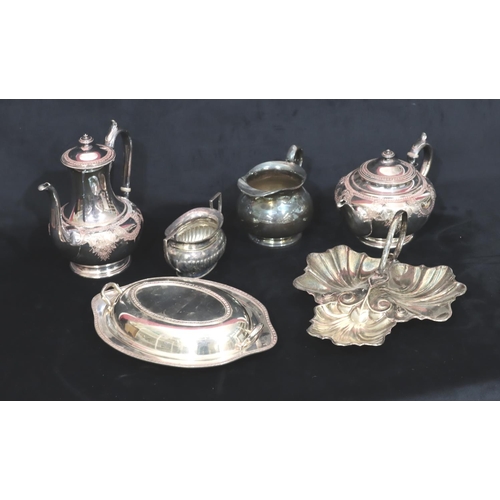 245 - A silver plated round bulbous shaped teapot and matching coffee pot with embossed swag, floral and l... 