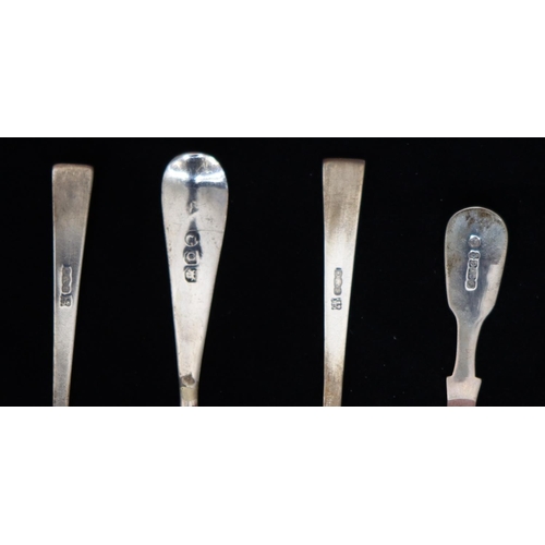 266 - A modern London silver caddy spoon, a pair of Sheffield silver child's forks and spoons and a Georgi... 