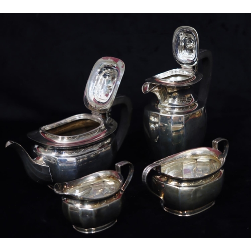 276 - A 4-piece George VI rectangular shaped tea service with chamfer decoration, comprising of teapot and... 