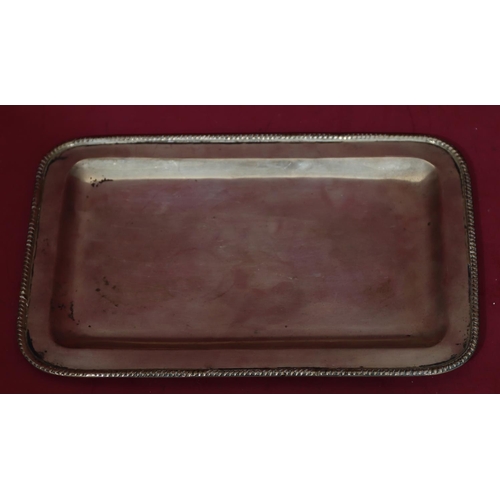 319 - A 925 Sterling silver rectangular shaped tray with ball rim, 28.2cm wide, 9.8oz