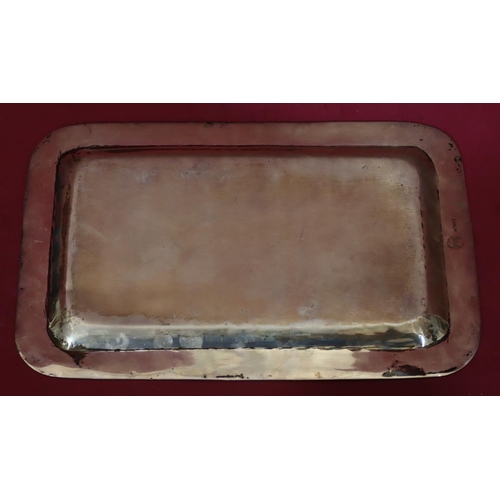 319 - A 925 Sterling silver rectangular shaped tray with ball rim, 28.2cm wide, 9.8oz