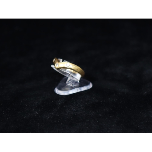 351 - An 18ct gold wishbone ring, set with 3 diamonds, Size M, 3.4 grams gross