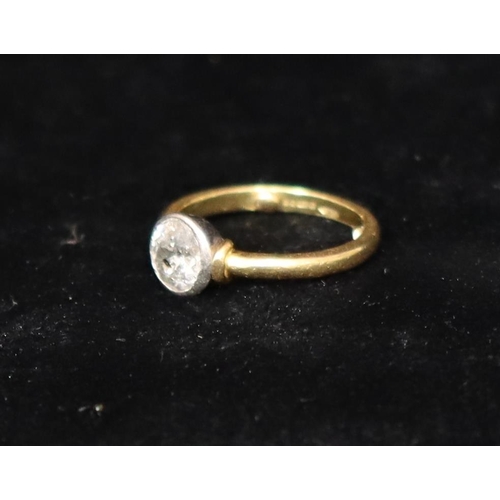 353 - An 18ct gold solitaire diamond ring, approx. 0.80ct, Size J/K (Inclusion to centre), 3.4 grams gross