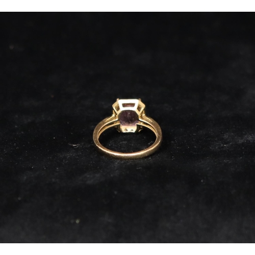 359 - A 9ct gold ladies' ring set with centre purple stone surrounded by small diamond chips, Size M/N, 3 ... 