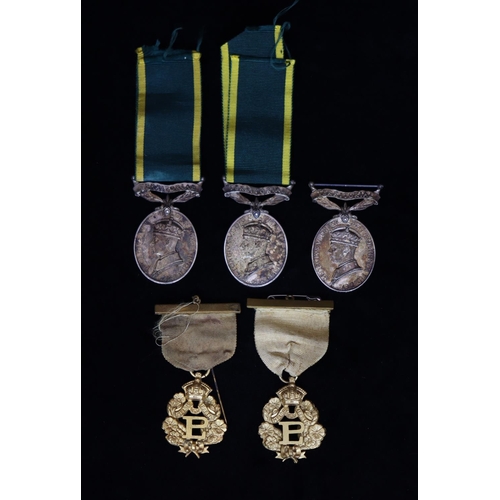 402 - 3 British Army George VI Territorial Efficiency medals 