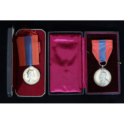 405 - A George V Imperial Service medal (cased) and an Elizabeth II Imperial Service medal (cased) (2)