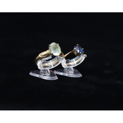 439 - A 9ct gold ladies' ring set with pale blue stone, Size P, a 9ct gold ladies' ring set with blue ston... 