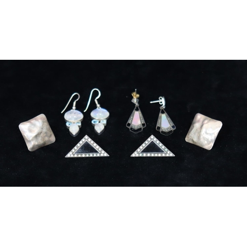 491 - 4 pairs of various silver earrings