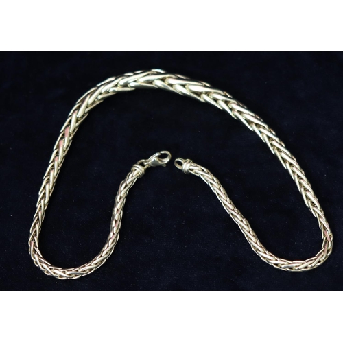 508 - A French high carat gold entwined and linked graduated choker necklace, 41.5cm long, 29 grams