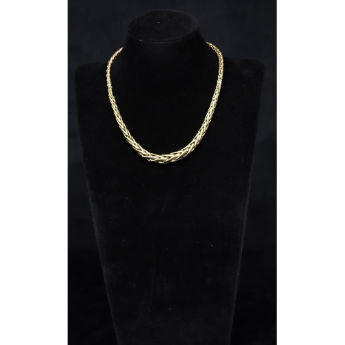 508 - A French high carat gold entwined and linked graduated choker necklace, 41.5cm long, 29 grams