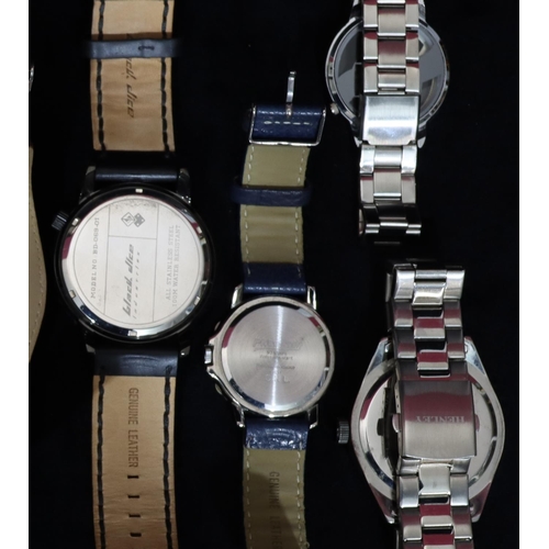 518 - Ben Sherman wristwatch and 11 various modern wristwatches, all in brown leather jewellery case