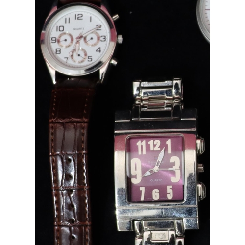 518 - Ben Sherman wristwatch and 11 various modern wristwatches, all in brown leather jewellery case