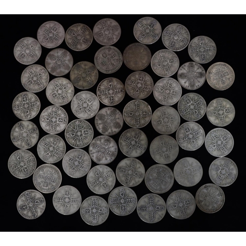 538 - A quantity of various pre-1947 One Florins, 547 grams