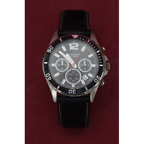 578 - A Sekonda 100 meters gent's chromograph wristwatch with black dial and 3 further dials, black leathe... 