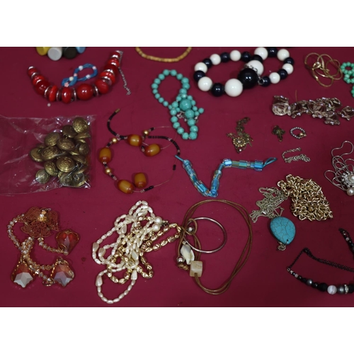 631 - A quantity of various costume bead necklaces etc, including buttons