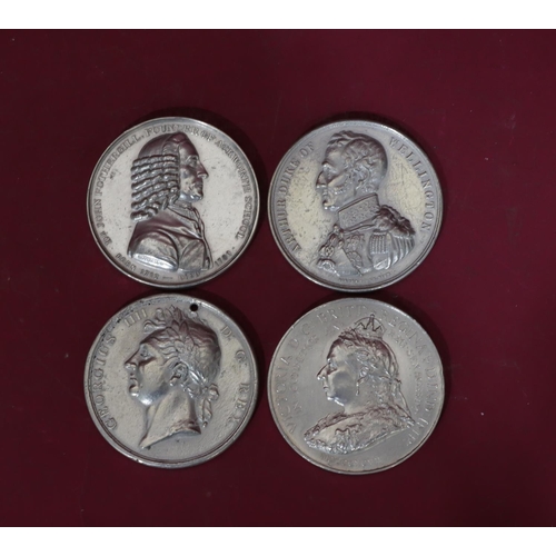 637 - An Ackworth School medallion and 3 various similar medallions (hole drilled to 1) (4)