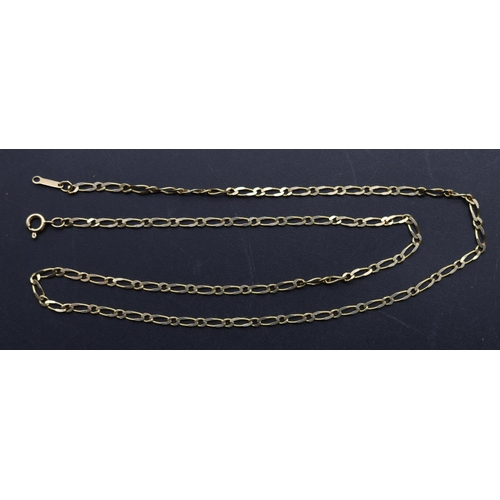 721 - A 9ct gold flat linked chain, 42cm long, 2.8 grams