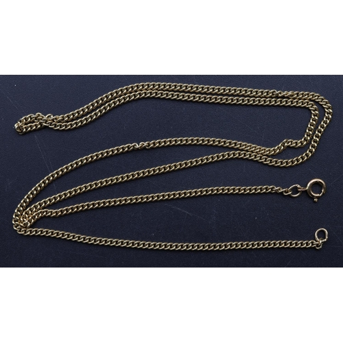 723 - A 9ct gold flat linked chain, 56cm long, 7.5 grams