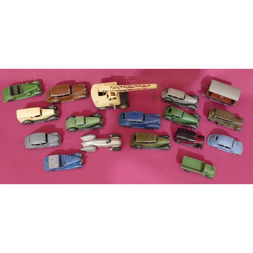 733 - 16 various Dinky cars, mobile crane, vans etc. (all in used condition) (16)