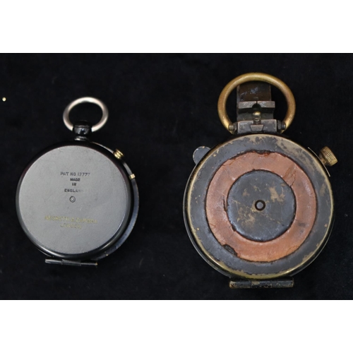 742 - Negretti & Zambra, London, black compass and a military brass and black compass (2)