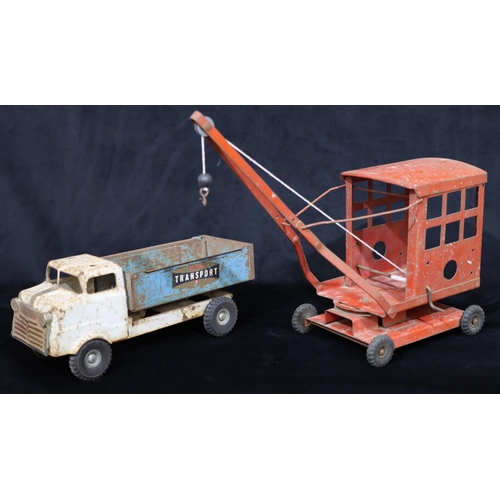 746 - A Tri-Ang child's truck, 38cm long, a Tri-Ang child's crane, 38cm high (2)