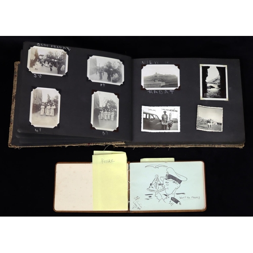 757 - A black and white photograph album depicting naval photos etc., an autograph scrap book (2)