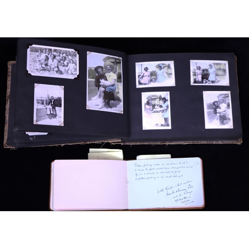 757 - A black and white photograph album depicting naval photos etc., an autograph scrap book (2)