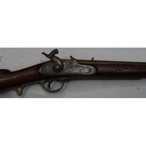 769 - A Yeomanry percussion cavalry carbine with 20 inch barrel with various proof marks, lock stamped wit... 