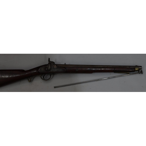 769 - A Yeomanry percussion cavalry carbine with 20 inch barrel with various proof marks, lock stamped wit... 