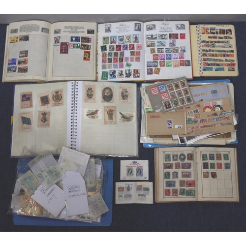 809 - 4 various stamp albums, a quantity of various loose stamps etc., Wills 