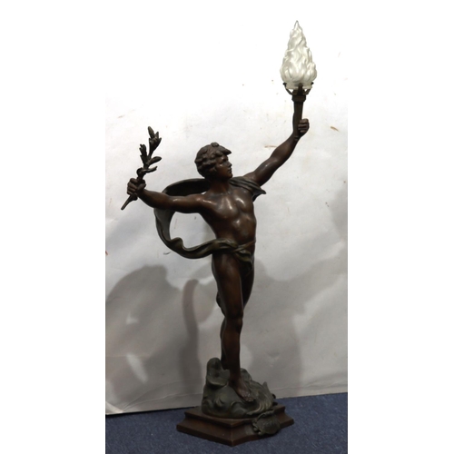 816 - A Spelter figured table lamp 