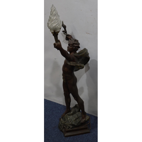 816 - A Spelter figured table lamp 