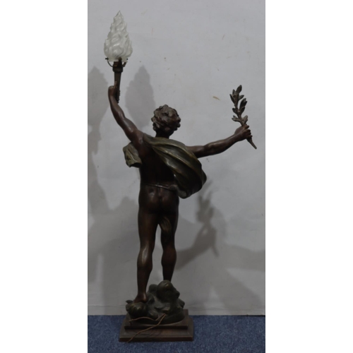 816 - A Spelter figured table lamp 