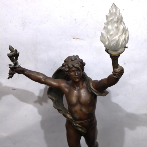 816 - A Spelter figured table lamp 