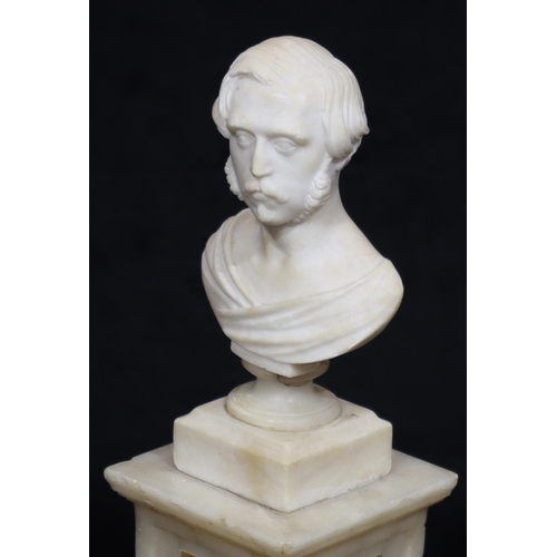 819 - A marble small bust of a gentleman, inscribed to back 