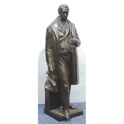 821 - After Edward Hodges Baily (1780-1867) bronze standing figure of George Stephenson on square base, en... 