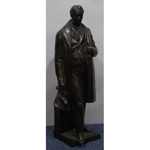 821 - After Edward Hodges Baily (1780-1867) bronze standing figure of George Stephenson on square base, en... 