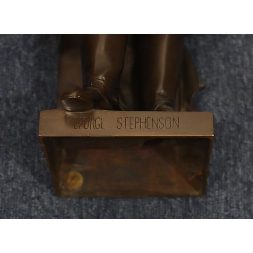 821 - After Edward Hodges Baily (1780-1867) bronze standing figure of George Stephenson on square base, en... 