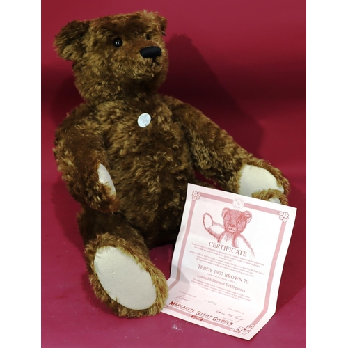 843 - A Steiff 1993 replica of 1907 Growling Bear with white label 01055, 70cm high, with certificate