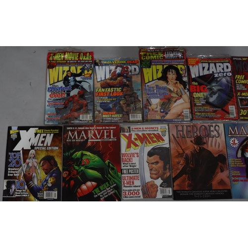 896 - 4 Wizard Comic magazines, numbers 0105, 123 and 145 ALL IN UNOPENED PACKAGING and 7 various comic ma... 