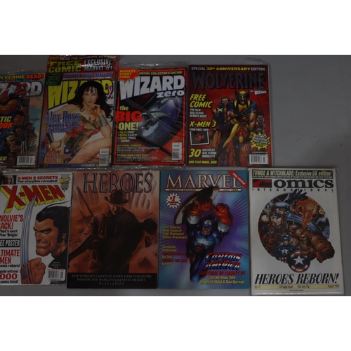 896 - 4 Wizard Comic magazines, numbers 0105, 123 and 145 ALL IN UNOPENED PACKAGING and 7 various comic ma... 