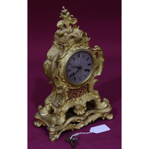 920 - C Mayer, Paris, Ormolu silk thread suspension 8-day striking mantel clock with silvered dial and Rom... 