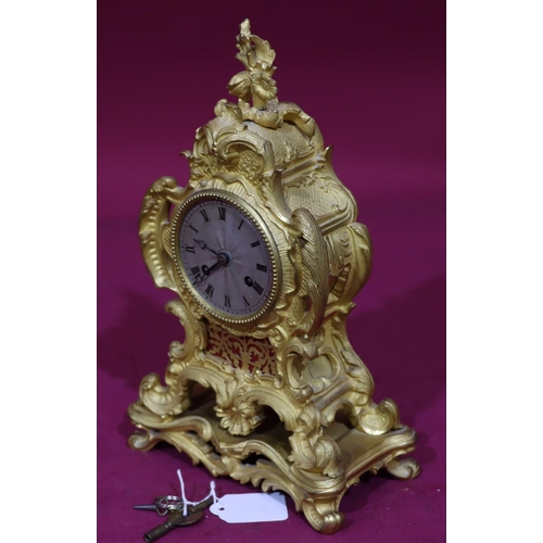 920 - C Mayer, Paris, Ormolu silk thread suspension 8-day striking mantel clock with silvered dial and Rom... 