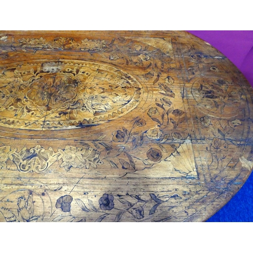 931 - An 18th Century Dutch oval marquetry table with allover floral, leaf, scroll, stringing and shell de... 