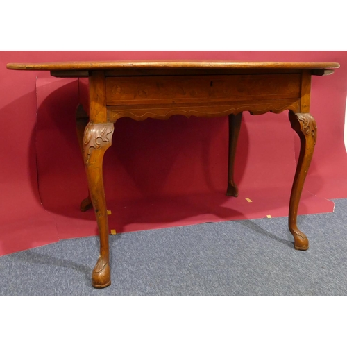 931 - An 18th Century Dutch oval marquetry table with allover floral, leaf, scroll, stringing and shell de... 