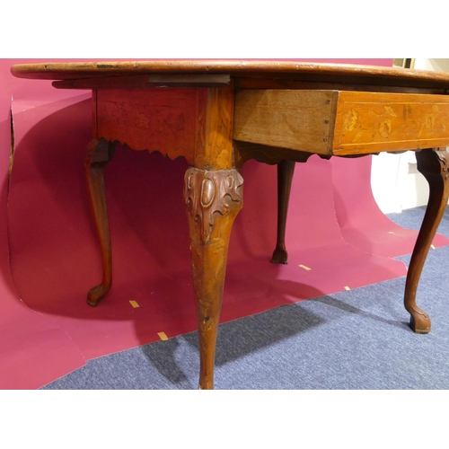 931 - An 18th Century Dutch oval marquetry table with allover floral, leaf, scroll, stringing and shell de... 