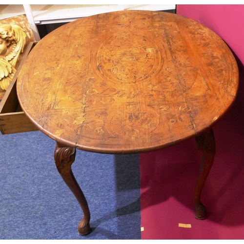 931 - An 18th Century Dutch oval marquetry table with allover floral, leaf, scroll, stringing and shell de... 