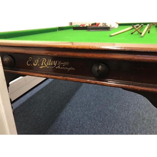 952 - E J Riley Ltd, Accrington, a green baize slate mahogany rise-and-fall snooker dining table with 5 ta... 