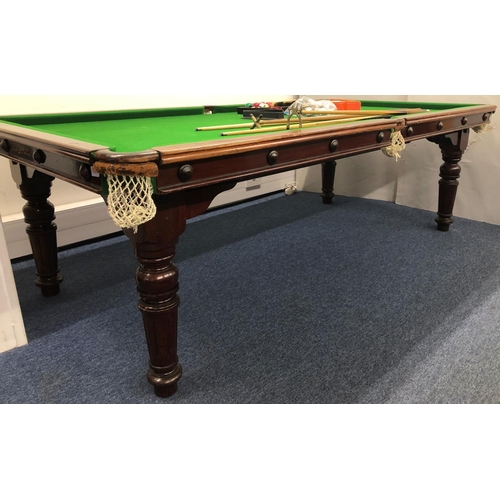 952 - E J Riley Ltd, Accrington, a green baize slate mahogany rise-and-fall snooker dining table with 5 ta... 